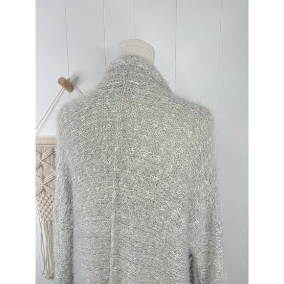 Abercrombie & Fitch Eyelash Knit Fringe Duster Cardigan Sweater M/L Gray - Picture 7 of 9